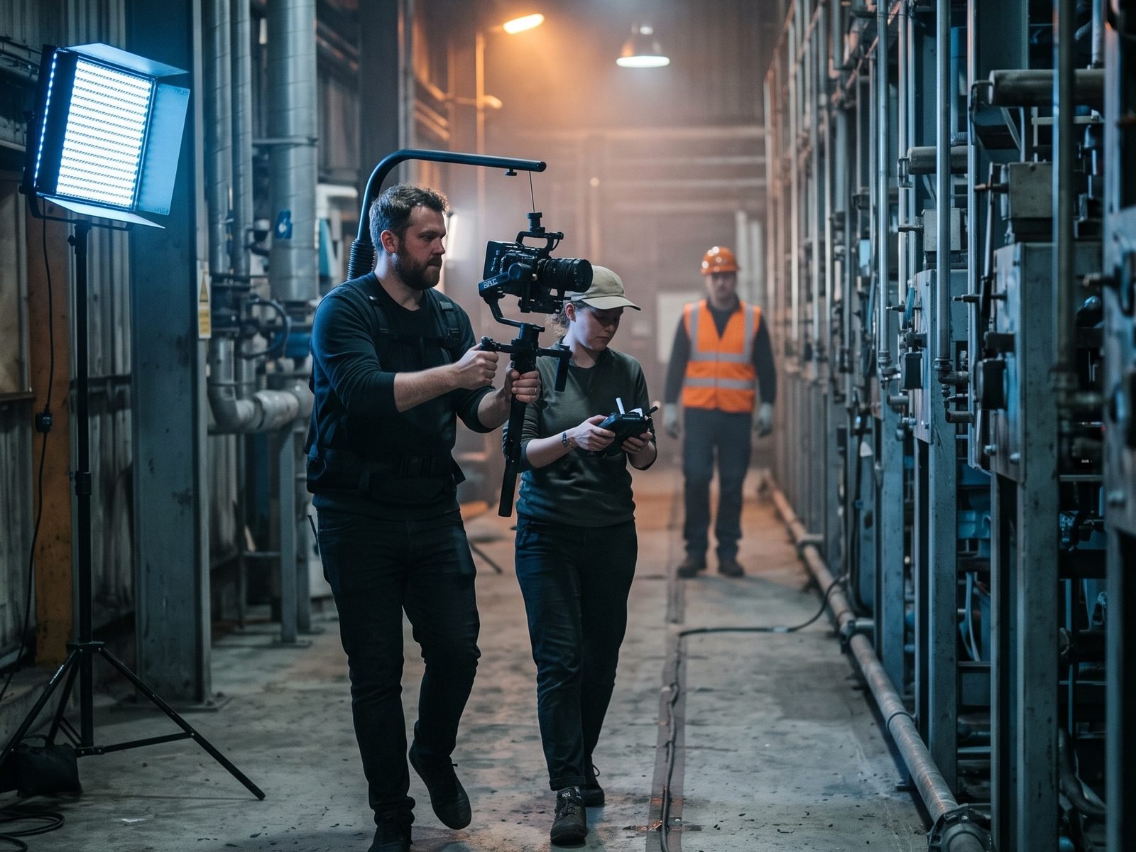 Tournage d'un film corporate en milieu industriel